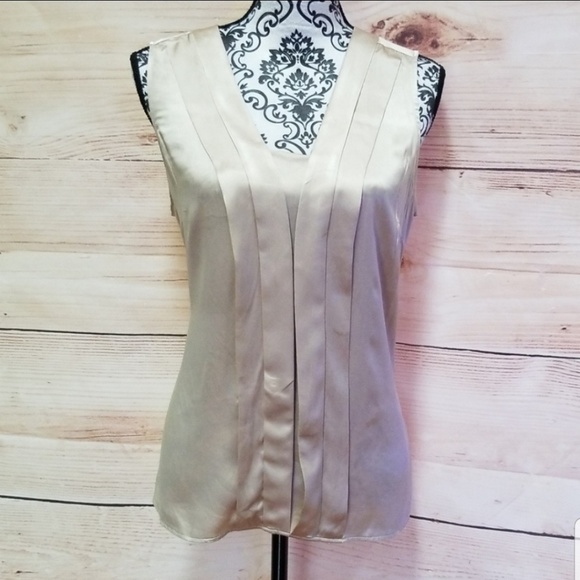 White House Black Market Tops - White House/ Black Market Silk stretch Cream blous